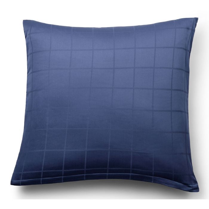 Billede af Pudebetræk 60x63 cm - Blødt, jacquardvævet bomuldssatin - Check blå - By Night pudebetræk